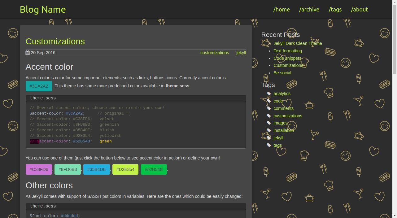Screenshot Jekyll Clean Dark