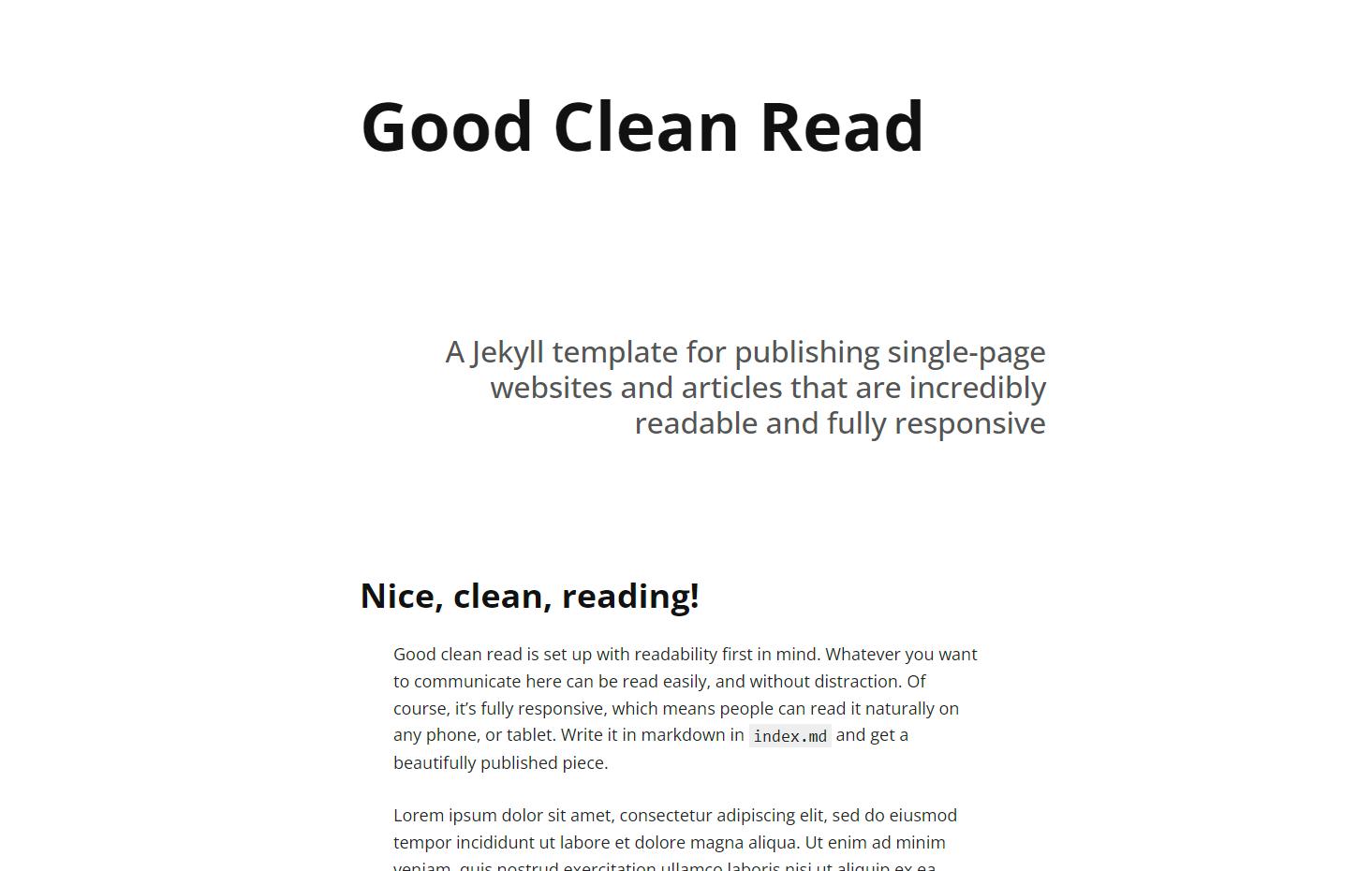 Screenshot Good Clean Read