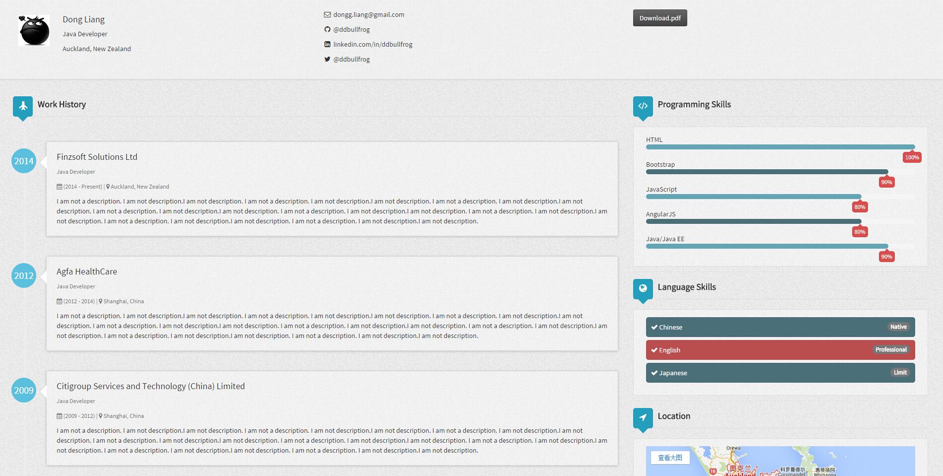 Screenshot Resumecard