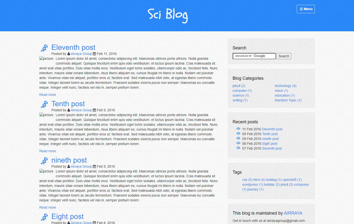 Sciblog Screenshot