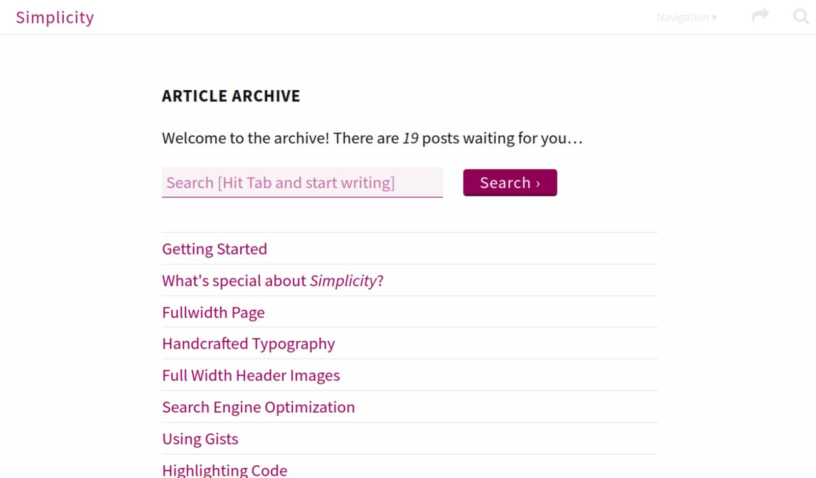 Screenshot Simplicity