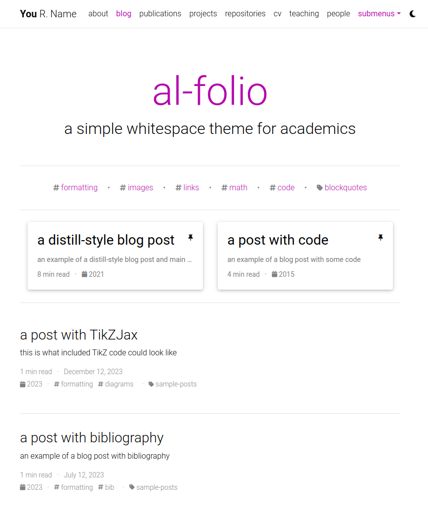 Screenshot al-folio