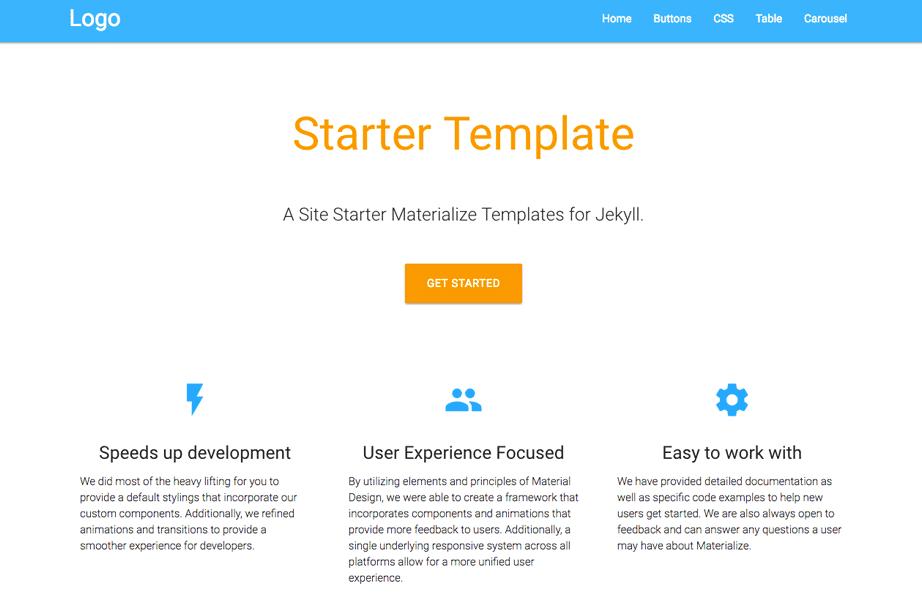 Screenshot Jekyll Materialize