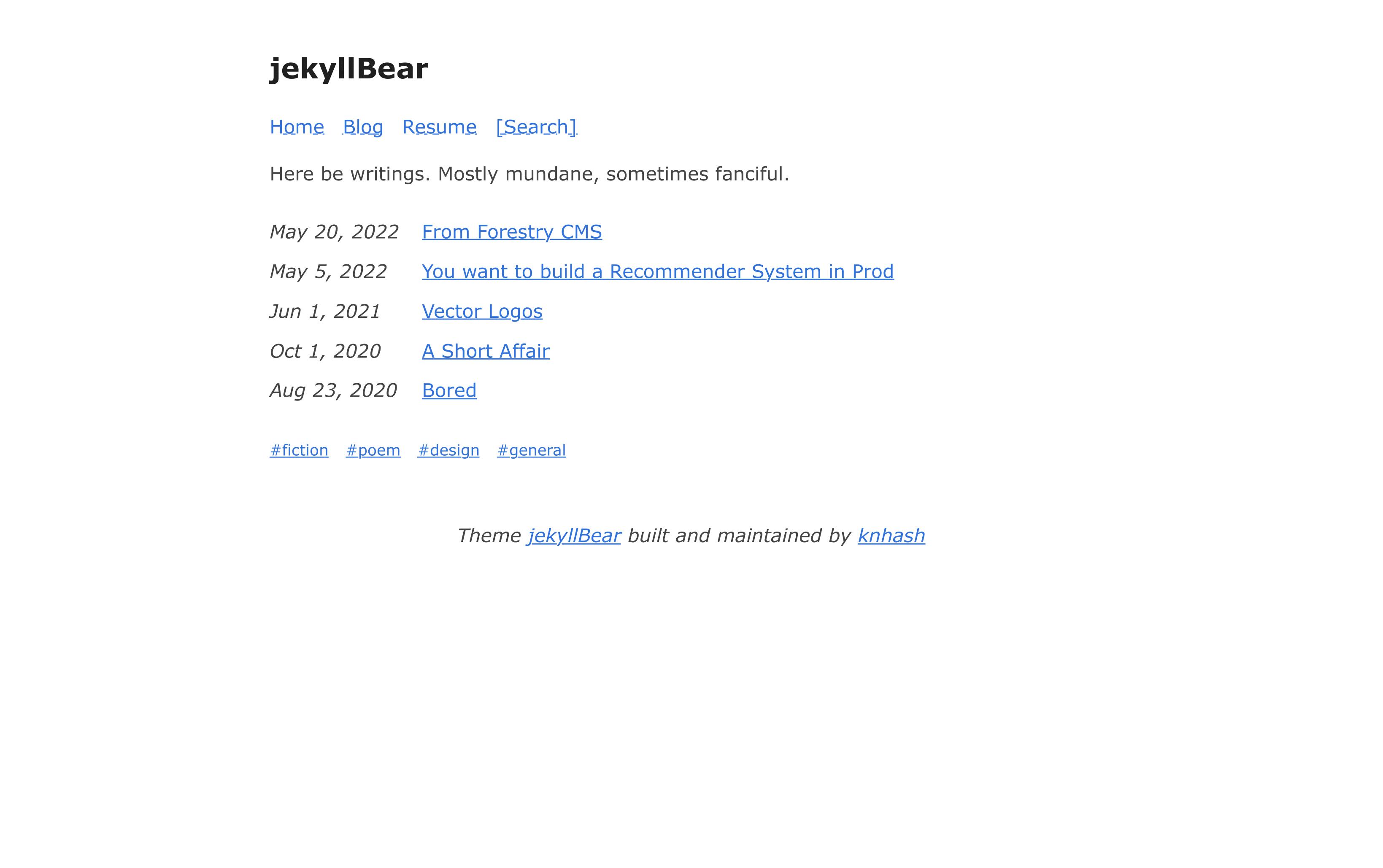 Screenshot jekyllBear