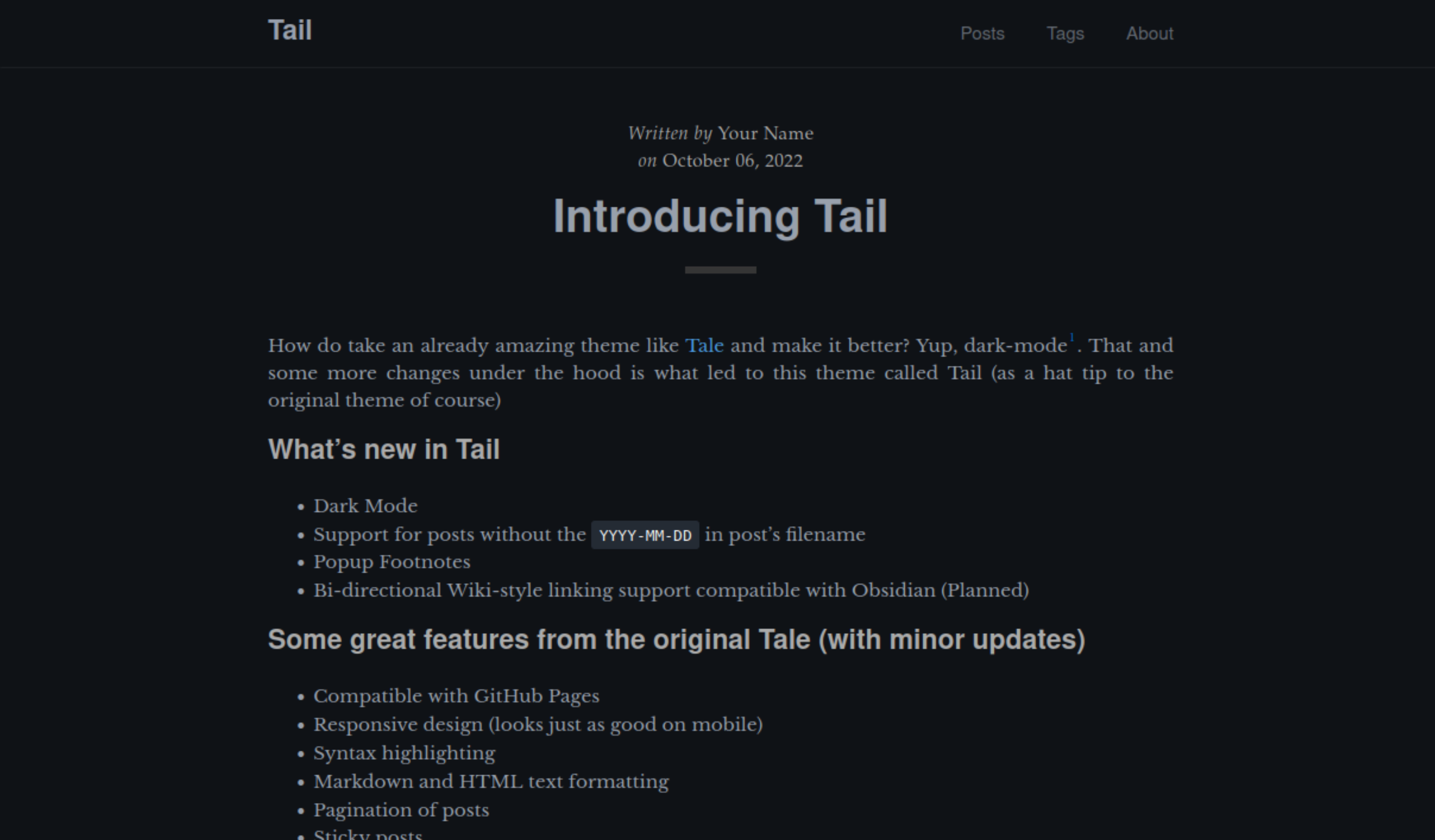 Screenshot Tail