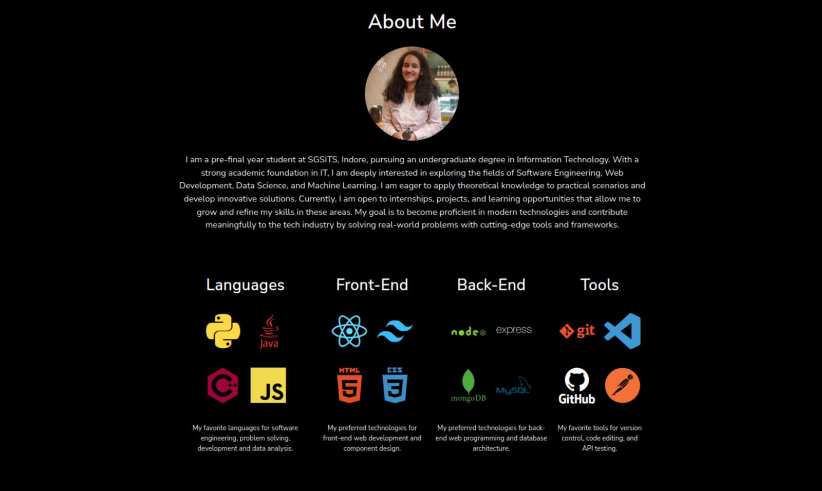 Screenshot Tanusha Portfolio